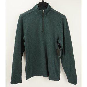 New 14th & Union Men's Small Green Fleece Lined‎ Half Zip Mock Neck Sweater
